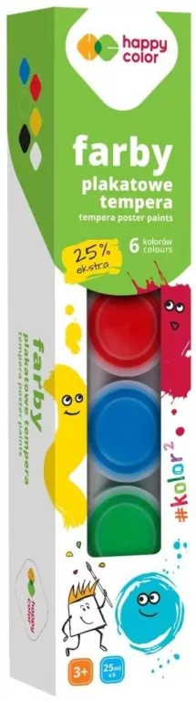 Farba plakatowa Tempera 6 kolorów HAPPY COLOR - tantis.pl