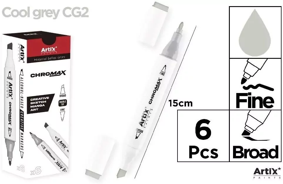 Marker Chromax z 2 końcówk. cool grey CG2 - tantis.pl
