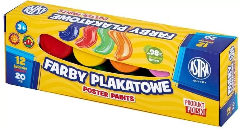 Farby plakatowe 12 kolorów - tantis.pl