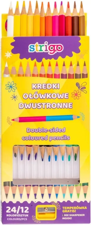 Strigo. Kredki ołówkowe dwukolorowe, 24 kolory - tantis.pl
