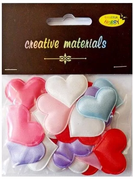 Aplikacje materiałowe serca 3cm MIX - tantis.pl