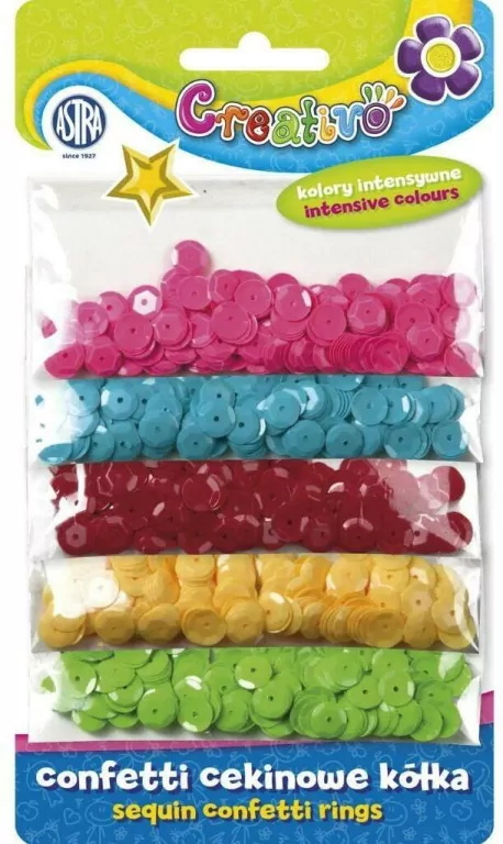 Confetti cekiny kółka 5 kolorów ASTRA - tantis.pl