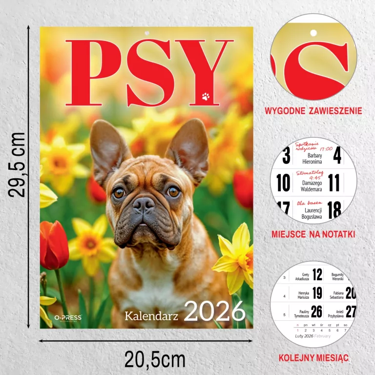 Kalendarz 2026 A4 Wieloplanszowy Psy - tantis.pl