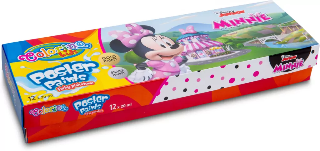 Farby plakatowe Colorino Kids mix 20 ml 12 kolorów Minnie - tantis.pl