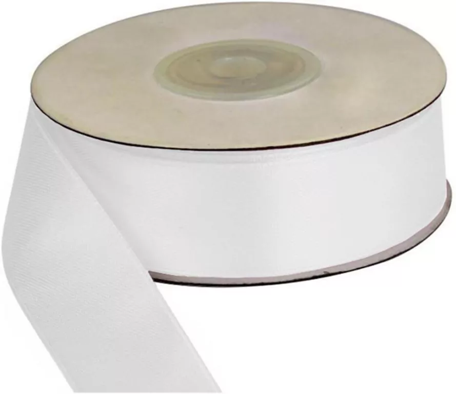 Wstążka dekoracyjna 25mm/25m Biała - tantis.pl