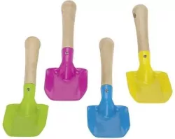 Metalowa łopatka do piasku z drewnianą rączką. Mix