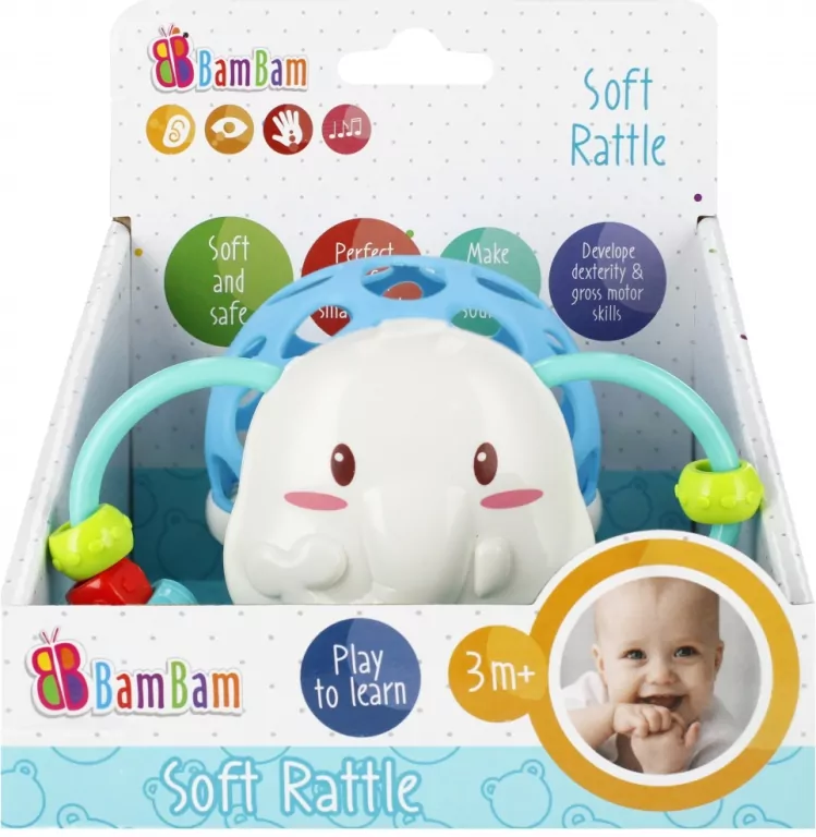 Bam bam. Miękka grzechotka, Słoń - tantis.pl