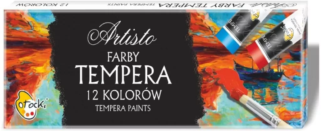 Farby tempera 12 kolorów w tubie - tantis.pl