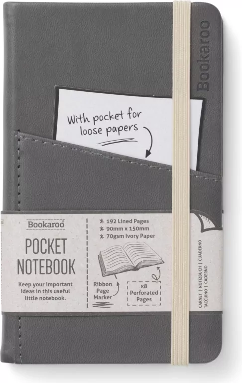 Bookaroo Notatnik Journal Pocket A6. Szary - tantis.pl