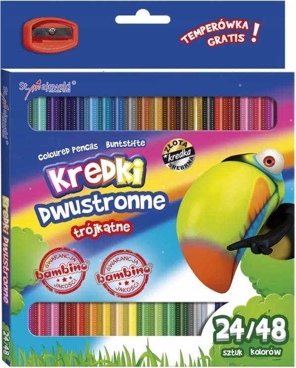 Kredki trójkątne dwustronne 24/48 kolory - tantis.pl