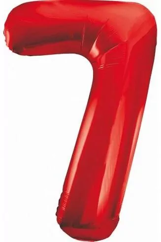 Balon foliowy Cyfra 7 czerwona, 85cm - tantis.pl