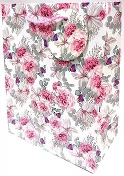 Torebka ozdobna matowa 18x23x10cm róże GB23128 - tantis.pl
