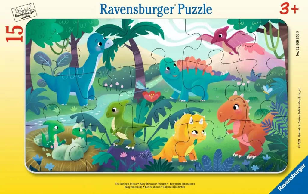 Puzzle 15 Baby Dinosaur Friends Frame - tantis.pl