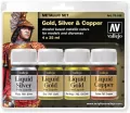 Vallejo: 70.199 - Metallic Set - Liquid Gold, Silver & Copper (4x35 ml) - tantis.pl