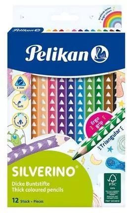 Kredki Silverino trójkątne grube 12 kolorów - tantis.pl