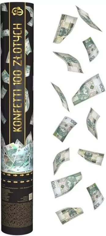 Konfetti pneumatyczne 100 złotych 40cm - tantis.pl