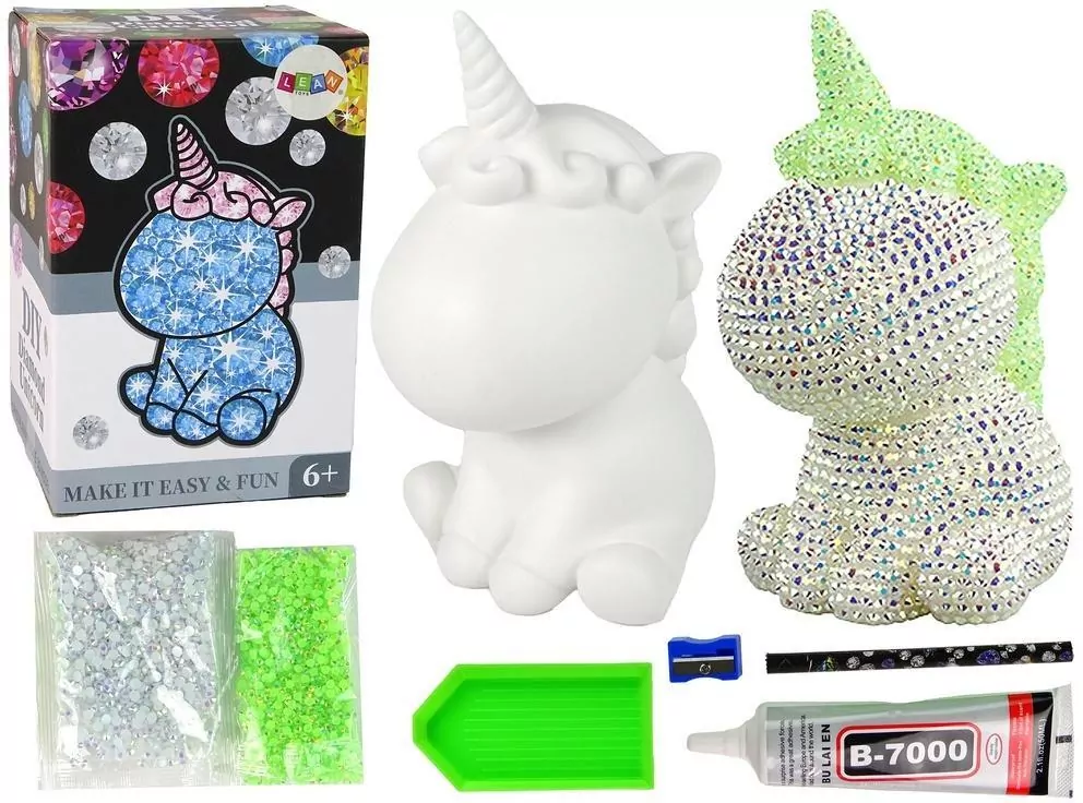 Zestaw Jednorożec DIY diamenty kryształki zielony 15628 Lean Toys - tantis.pl