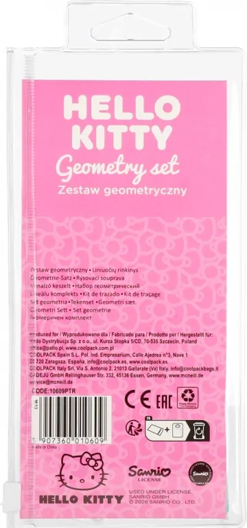 Zestaw geometryczny Hello Kitty Pink 4 sztuki - tantis.pl