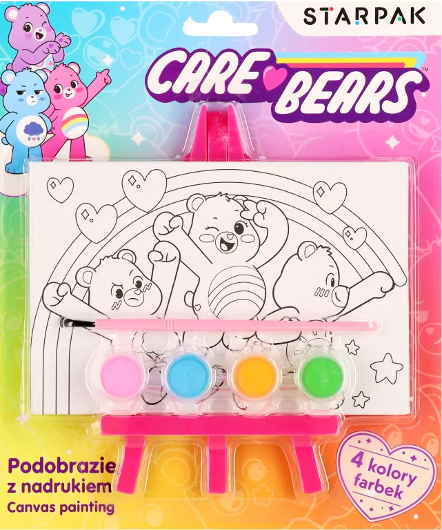 Podobrazie z nadrukiem i farbkami. Care Bears - tantis.pl