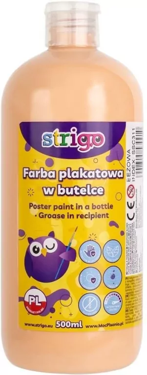 Farba plakatowa w butelce 500ml beżowa STRIGO - tantis.pl