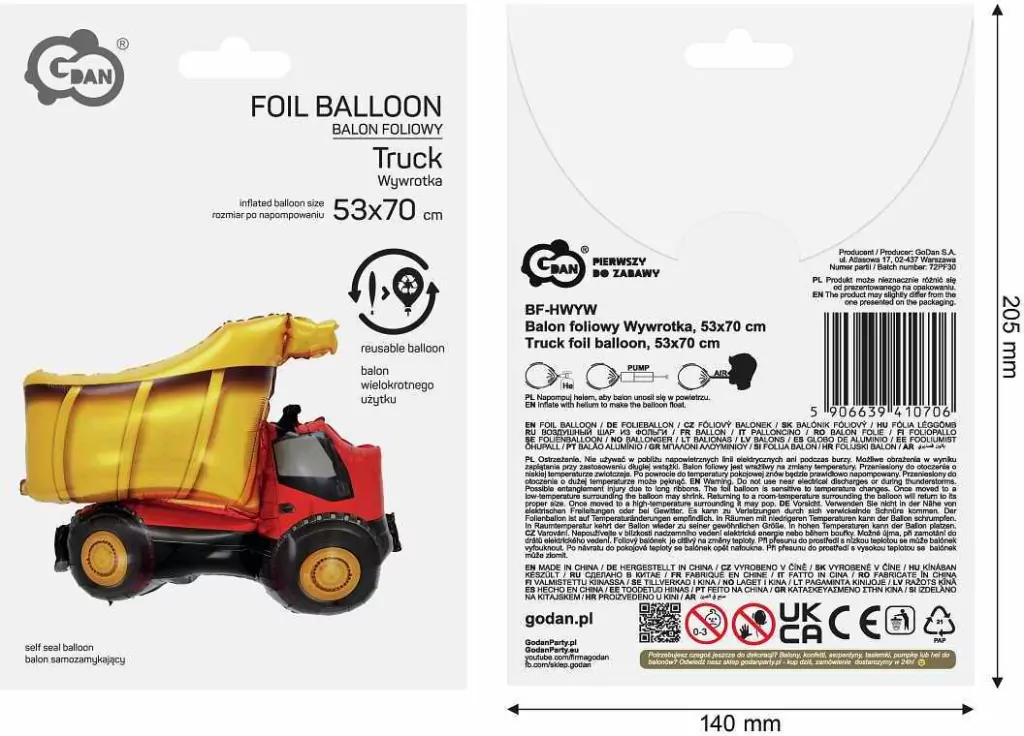 Balon foliowy Wywrotka 53x70cm - tantis.pl