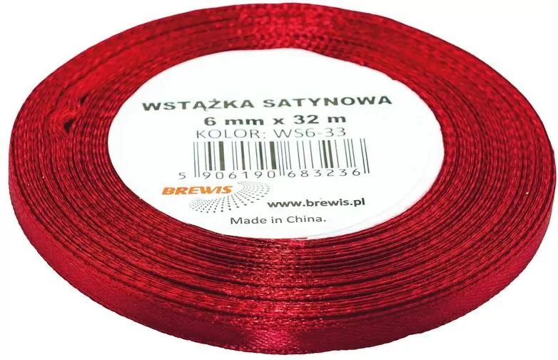 Wstążka satynowa bordowa 6mmx32m - tantis.pl