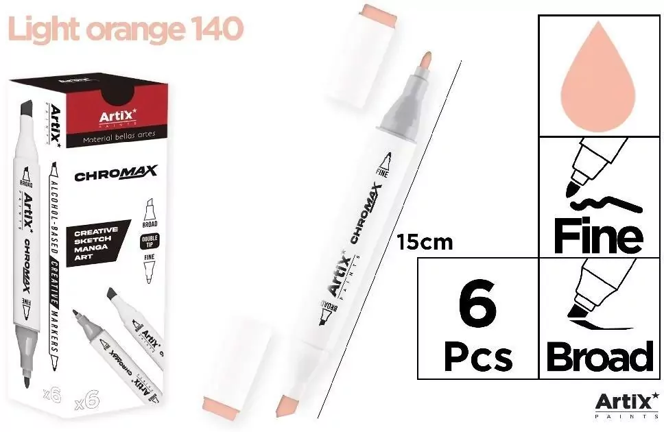 Marker Chromax z 2 końcówk light orange 140 (6szt) - tantis.pl