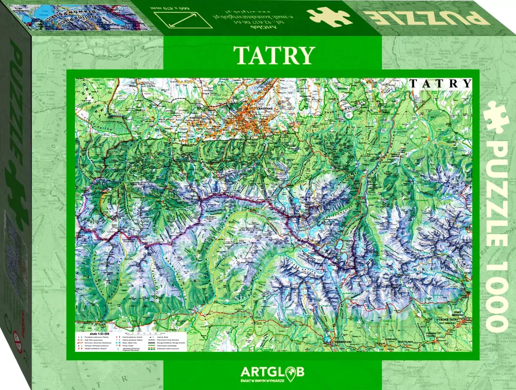 Puzzle 1000. Tatry mapa turystyczna 1:50 000 - tantis.pl