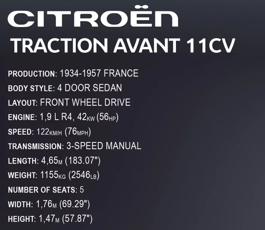 Cars Citroen Traction Avant 11CV - tantis.pl