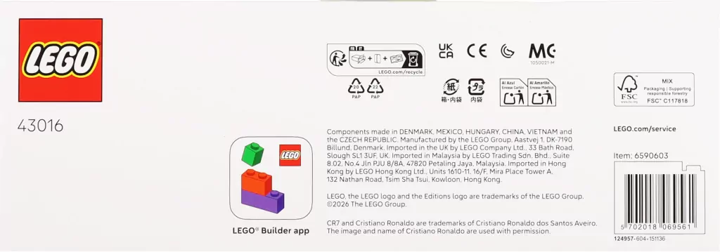 LEGO® Cristiano Ronaldo — piłkarska legenda 43016 - tantis.pl