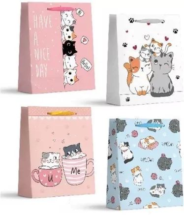 Torebka prezentowa L Kotki mix - tantis.pl