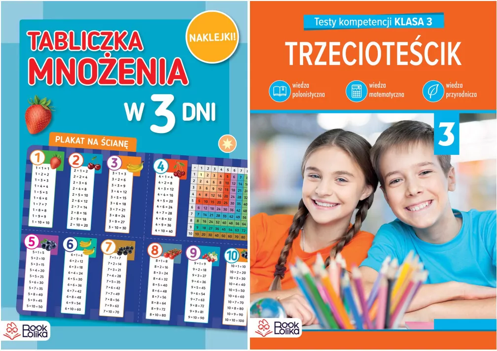 Pakiet: Tabliczka mnożenia w 3 dni/ Trzecioteścik. Testy kompetencji klasa 3 - tantis.pl