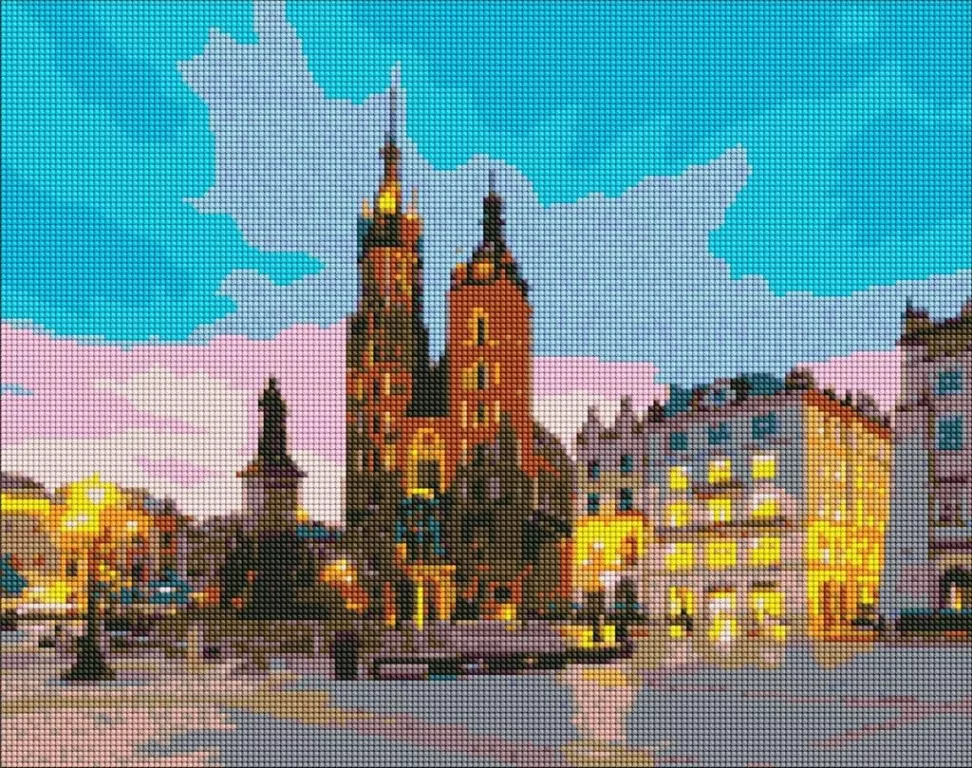 Diamentowa mozaika - Kraków wieczorem 40x50cm - tantis.pl