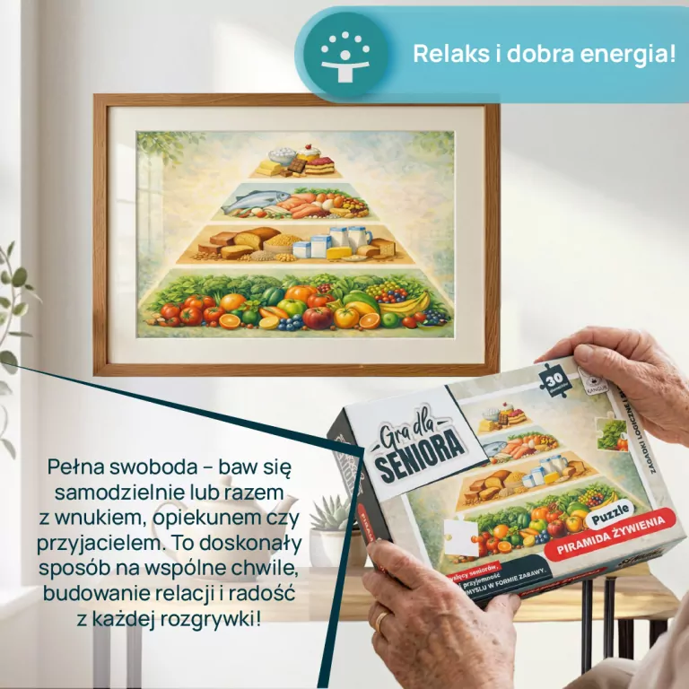 Gra dla Seniora. Puzzle Piramida Żywienia - tantis.pl