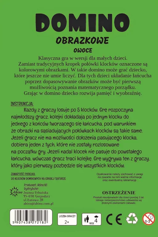 Domino obrazkowe owoce - tantis.pl