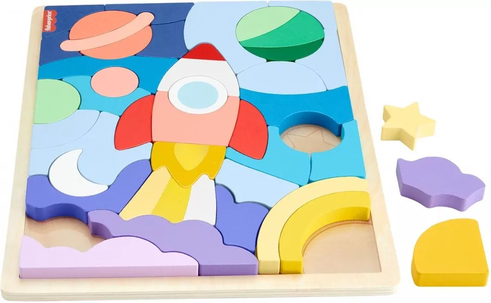 Fisher Price. Drewniane puzzle kosmos - tantis.pl