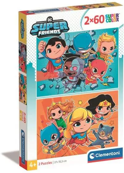Clementoni. Puzzle 2x60. Super Kolor WB DC Comics - tantis.pl