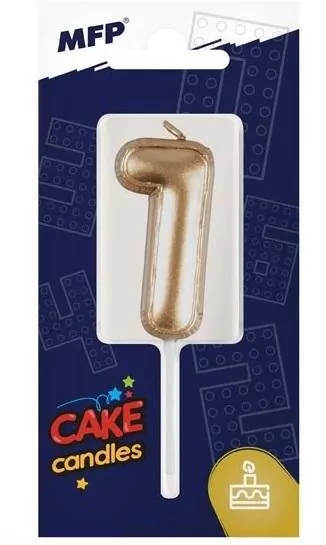 Świeczka. Cyfra 1. Złoty balon - tantis.pl
