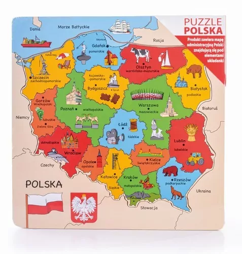 Mapa Polski. Drewniane puzzle - tantis.pl