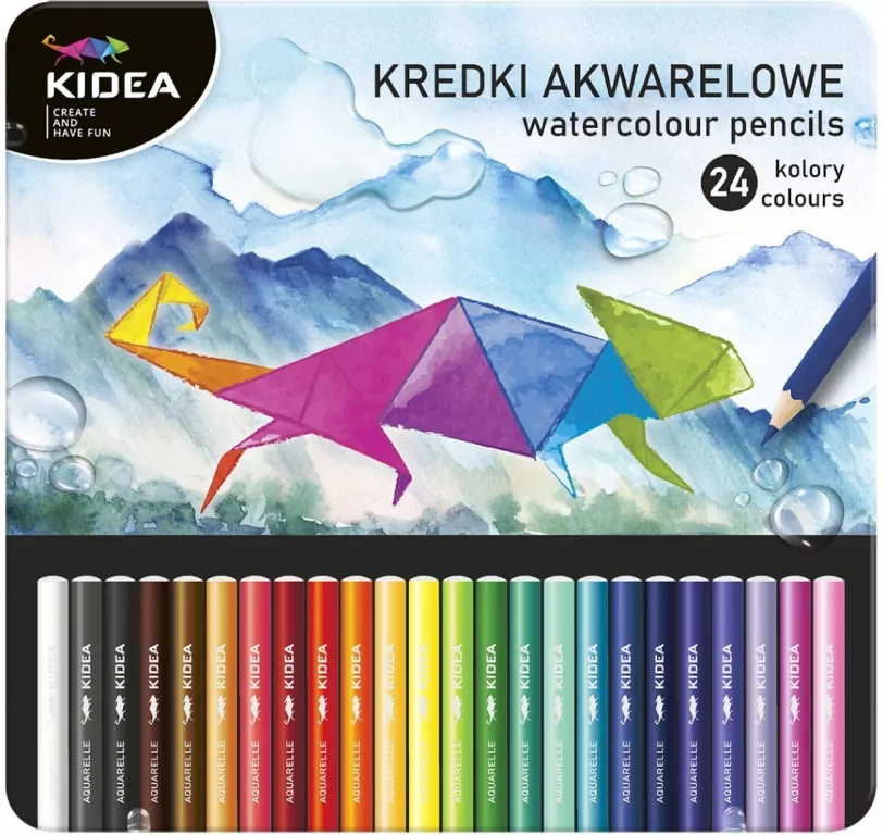 Kredki akwarelowe w pudełku 24 kolory KIDEA - tantis.pl