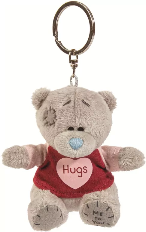 Brelok - Miś w koszulce z nadrukiem Hugs 7,5cm - tantis.pl