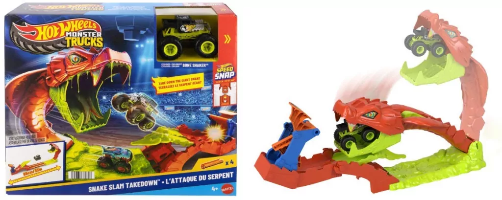 Hot Wheels Monster Trucks Mega skok Nokaut węża - tantis.pl