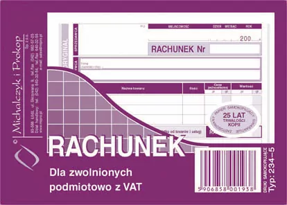 Rachunek dla zwolnionych podmiotowo z VAT 234-5 - tantis.pl