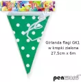 Girlanda flagi w kropki zielona 27.5cmx6m - tantis.pl