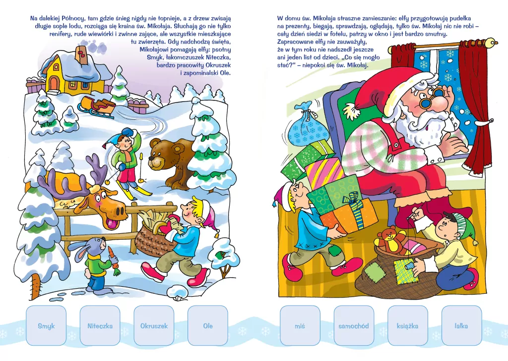 Święty Mikołaj. Świąteczna historyjka, kolorowe naklejki i malowanki - tantis.pl