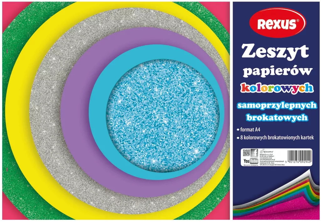 Zeszyt papierów kolor. samoprzylep. brokat A4/8K - tantis.pl
