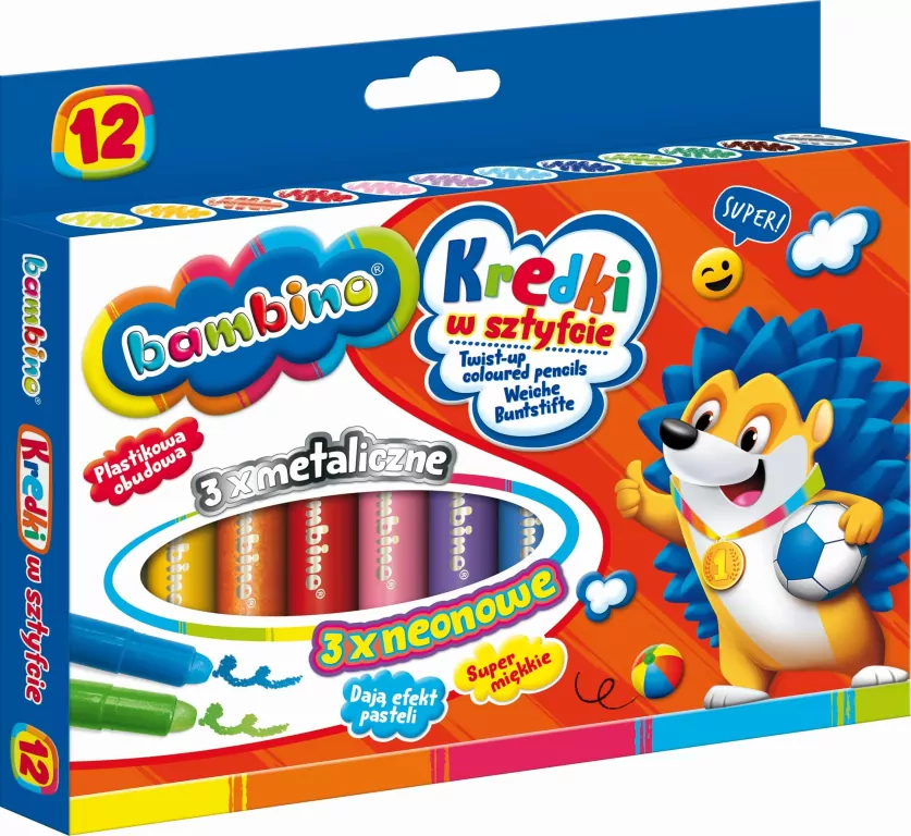Kredki w sztyfcie bambino 12 kolorów - tantis.pl