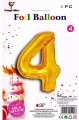 Balon foliowy, złoty. Cyfra 4 - tantis.pl