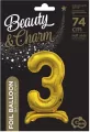 Balon foliowy B&C Cyfra stojąca 3 złota 74cm - tantis.pl