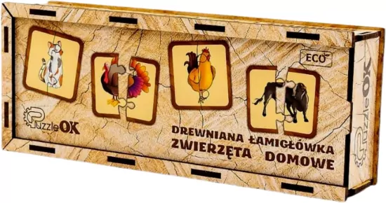 Puzzle drewniane, łamigłówka. Zwierzęta domowe